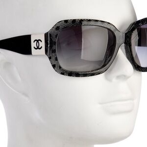 CHANEL GABRIELLE Oversize Black Lace Sunglasses with all the kit.